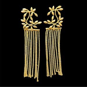 SHASHI Geranium Floral Gold-tone Plated Dangling Chain Post Earring